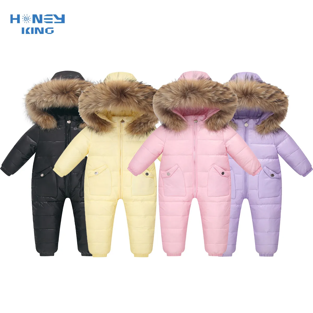 Winter Baby Rompers Thicken Warm Snowsuits For Kids Bodysuit Hooded Overalls Windproof Ski Suits Children One-Pieces Clothing