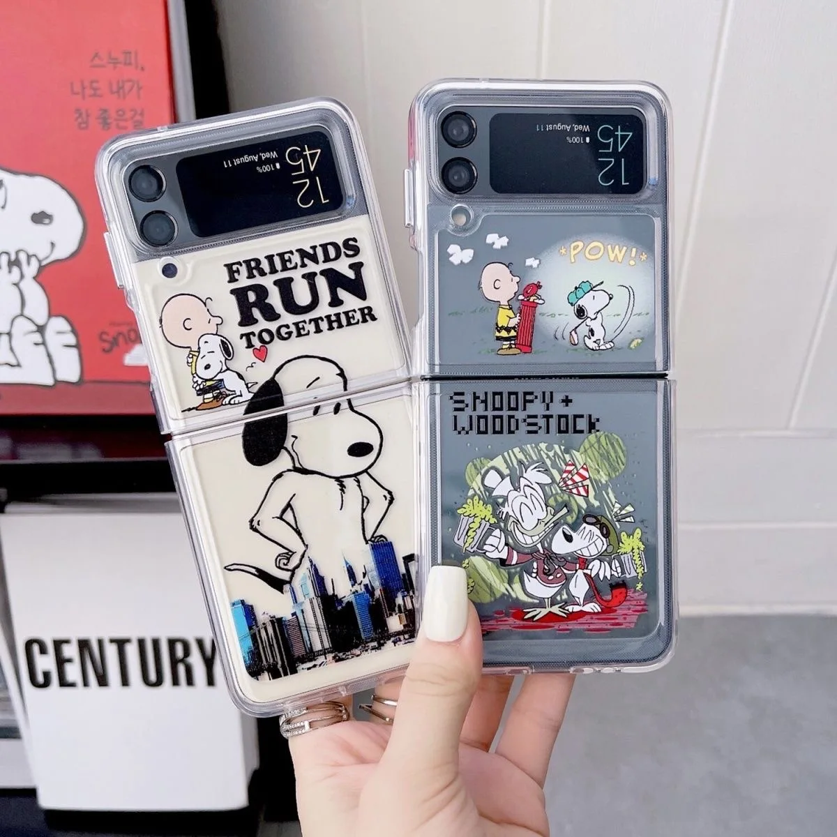 

Snoopies Case for Samsung Galaxy Z Flip 3 Hard PC Back for Z Flip 4 Case Protective Shell