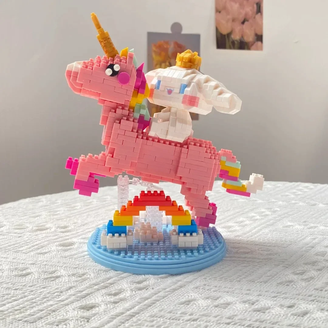 Sanrio милые строительные блоки Cinnamoroll маленькие частицы луна модель рыцарь сборка