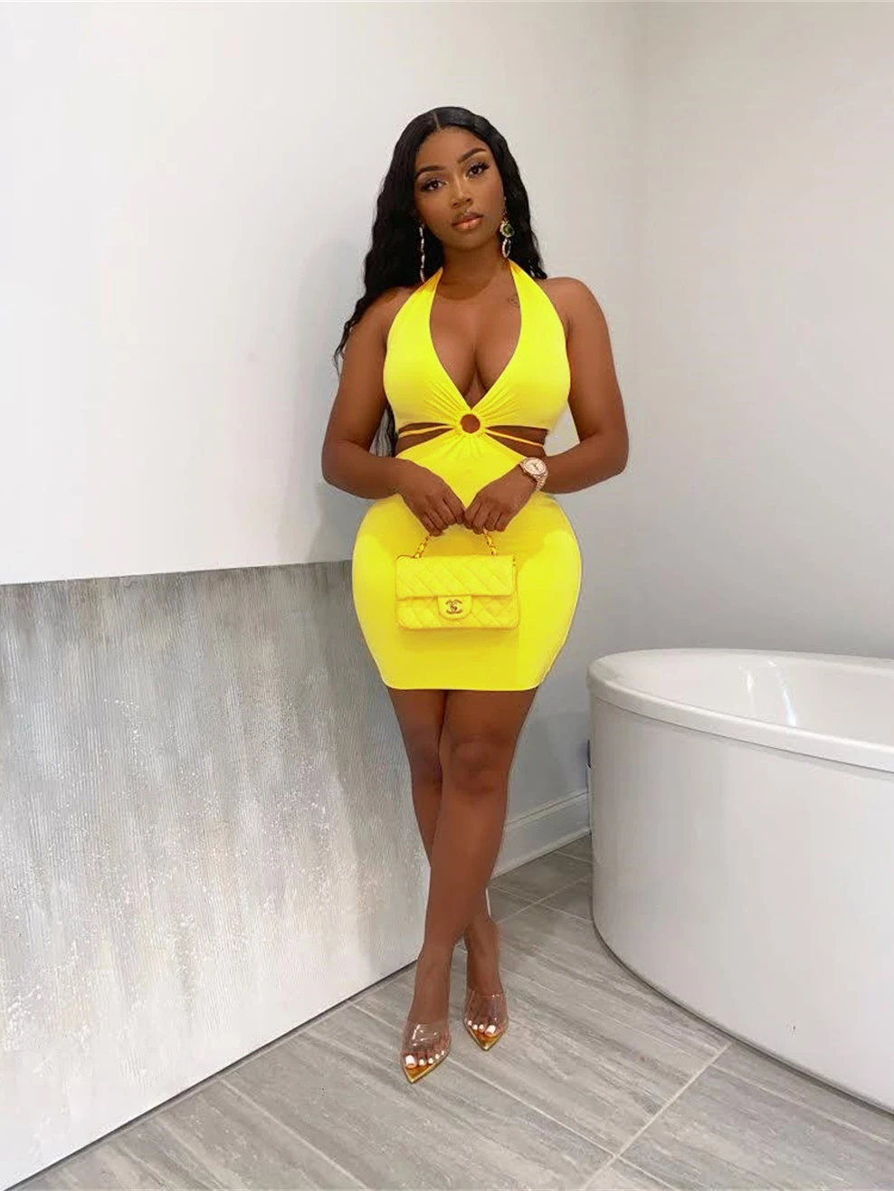 

Женское однотонное платье-мини без рукавов, с открытой спиной