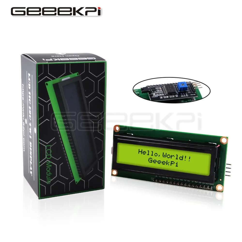 

GeeekPi IIC/I2C TWI Serial LCD 1602 16x2 Display Module with I2C Interface Adapter Yellow Backlight