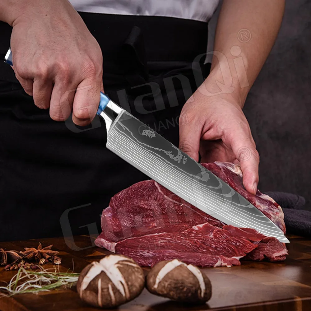 Набор ножей 1-6 шт. шеф-нож из дамасской стали профессиональный резак нержавеющей