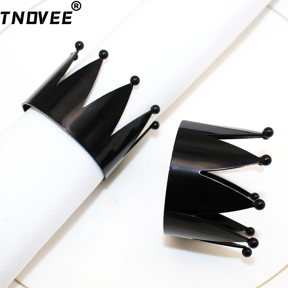 

8Pcs Black Crown Napkin Rings Holder Dinning Table Setting for Wedding Party Banquet Christmas Dinner Halloween Decor ERM146
