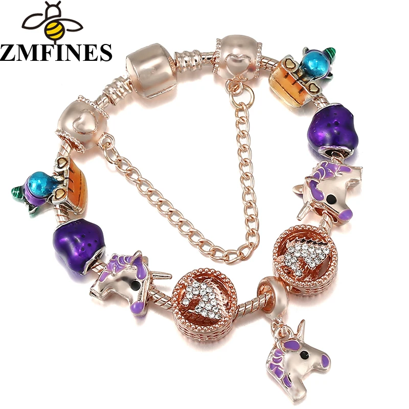 

Бусины-подвески в виде единорога из розового золота