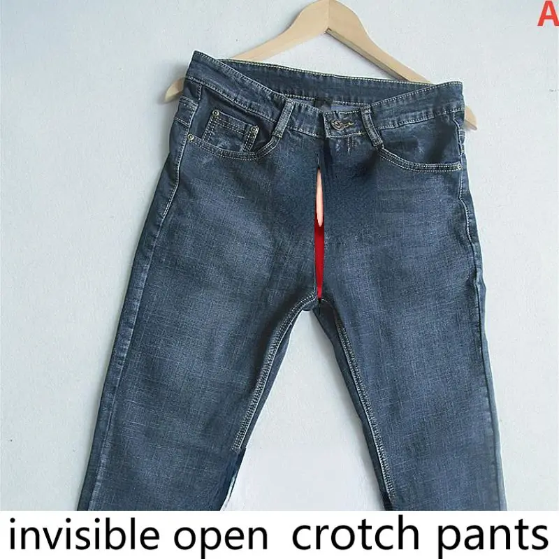 Men's Open Crotch Pants Outdoor Couple Convenient Invisible Zipper Open Crotch Jeans Full Crotch Open Field Full Zipper Pants images - 6