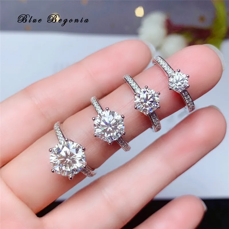 

100% Moissanite Ring 0.5CT 1CT 2CT 3CT VVS 925 Sterling Silver Jewelry for Women Engagement Anniversary Gift