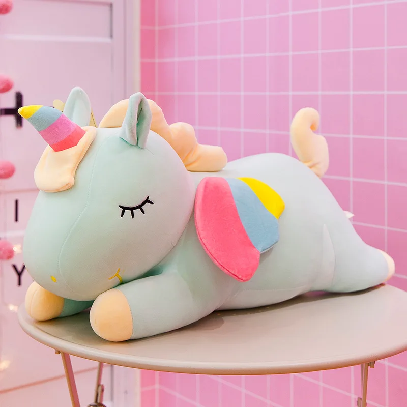 

Zqswkl 40/50/65/80cm unicorn doll cute rainbow plush toy pink girls christmas birthday gift kawaii room decor anime pillow hugs