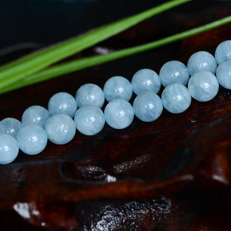 Joanlyn Grade AAA Natural Aquamarine Beads NOT Dyed 5.5mm 6mm 8mm 10mm Smooth Polished Round 15 Inch Strand AQ04