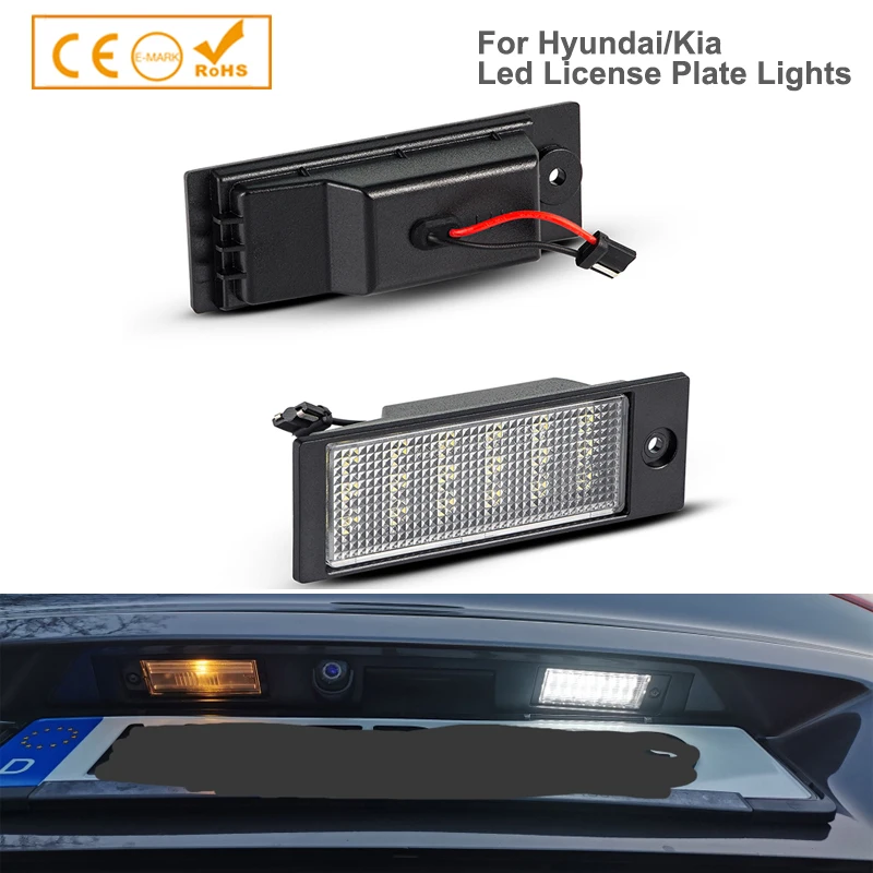

2Pcs For Hyundai Tucson IX35 2015-2018 Kia Forte Sedan 2019-UP LED License Plate Lights Car Rear Tail Number Plate Lamps Canbus