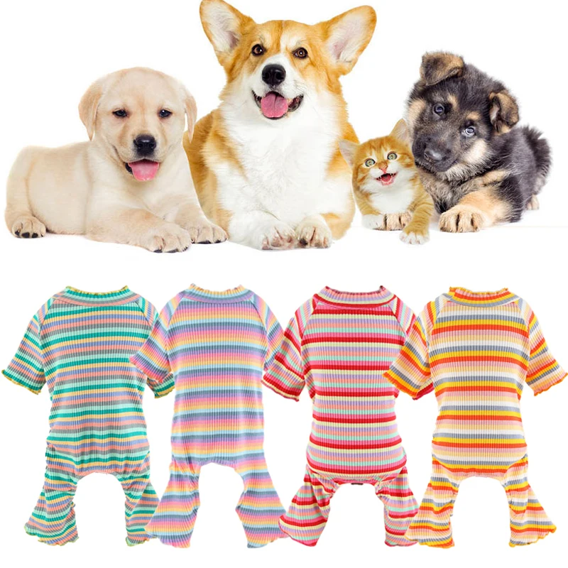 

Winter Pet Sweater Stripe Four Legs Pet Dog JumpSuit Soft Tracksuit Cat T-Shirt Cat Puppy Pants Pet Pajamas Knited Dog Clothes