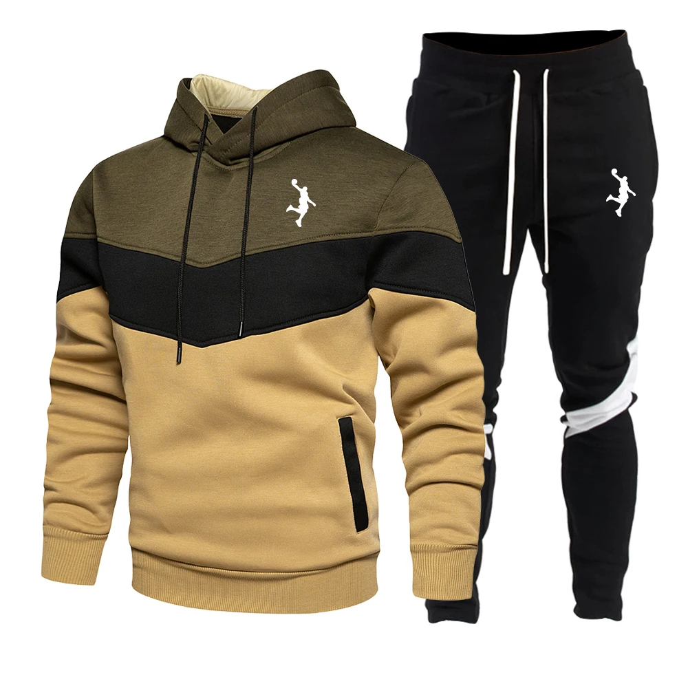 

Мужской спортивный костюм с капюшоном, Повседневная модная толстовка с капюшоном и принтом, зимний комплект из 2 предметов, 2022