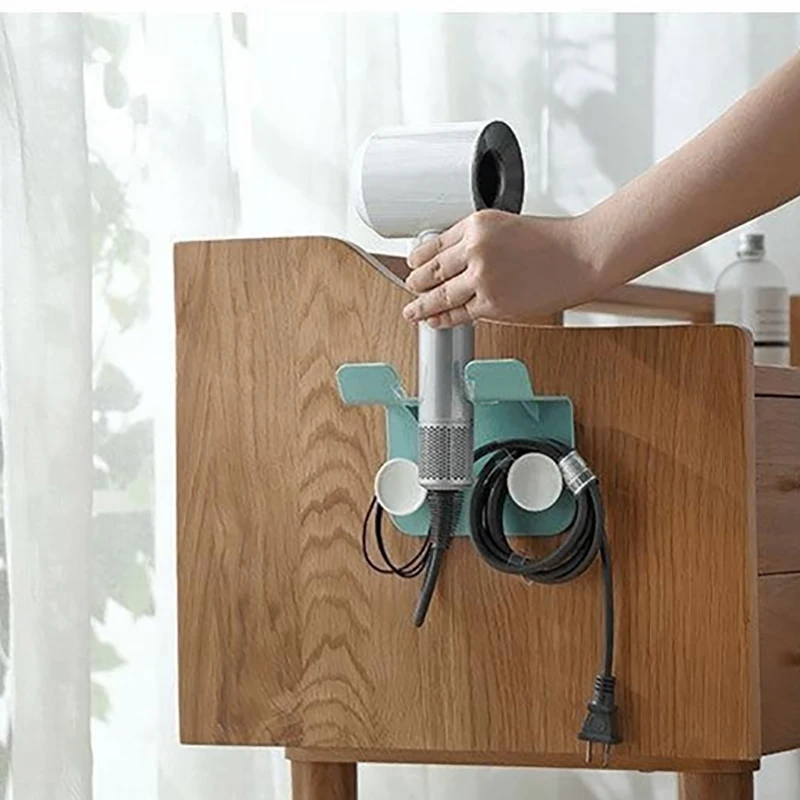 

New Bathroom Free Punching Hair Dryer Rack Organizers Hooks Home Creative Wall Hair Dryer Storage Organizers Shelves Accessories