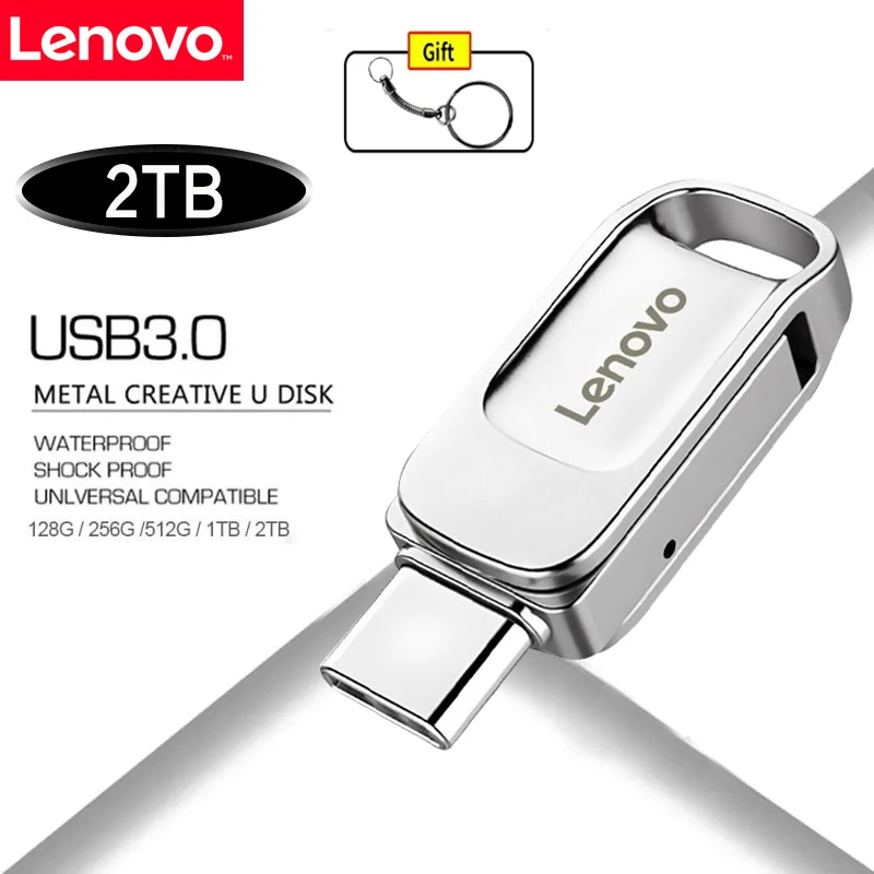 

Lenovo 2 In 1 USB Flash Drive Memory 2TB 1TB 512GB 256GB Type-c Pen Drive 128GB Waterproof Flash Disk Wedding Gifts For Guests