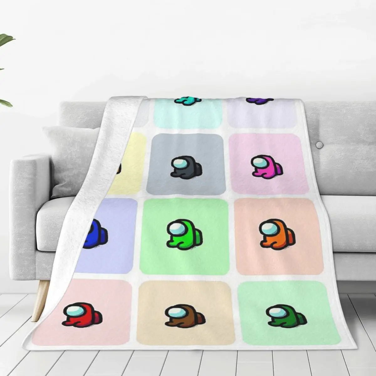 

Colorful Among Us Blankets Flannel Spring/Autumn Between Us Video Game Lightweight Throw Blankets for Bed Travel Rug Piece