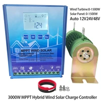 3000w mppt hybrid solar wind charge controller 12v 24v 48v pv wind turbine regulator for lifepo4 lithium gel lead acid battery