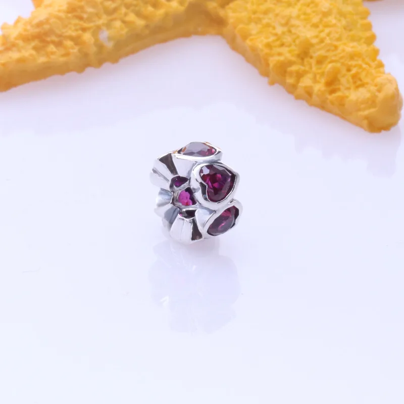 

Бусины из серебра S925 пробы со сверкающими бриллиантами в форме сердца и сердца, подходят для оригинального браслета, ожерелья, ювелирных из...