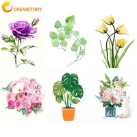 chenistory modern painting by numbers on canvas decorative paintings simple flowers number painting artwork unique gift