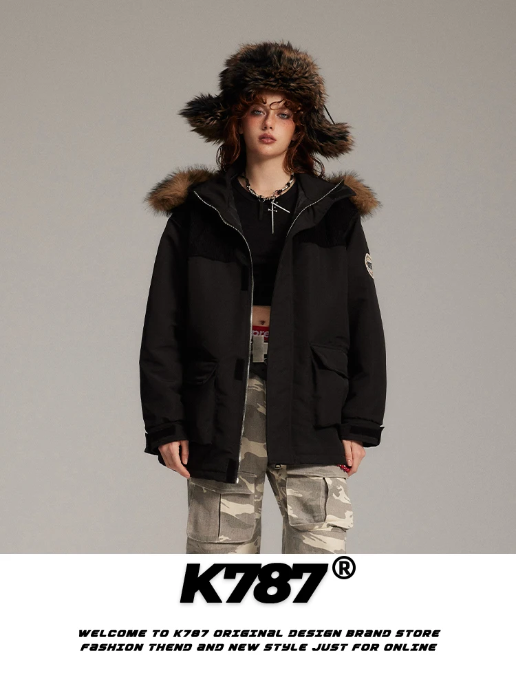 K787 Mountain Carving Утолщенный большой шерстяной воротник с зажимом для хлопкового