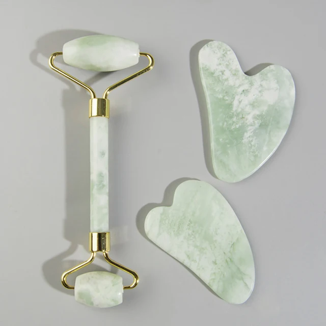 Natural Jade Face Roller Gua Sha Scraper Set Masssager for Face Neck Body Skincare Beauty Guasha Massage Tool Facial Slim Lift 2