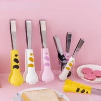 multifunction japanese cute cartoon meal tongs stainless steel barbecue cat paw shape food tongs tongs kitchen gadgets