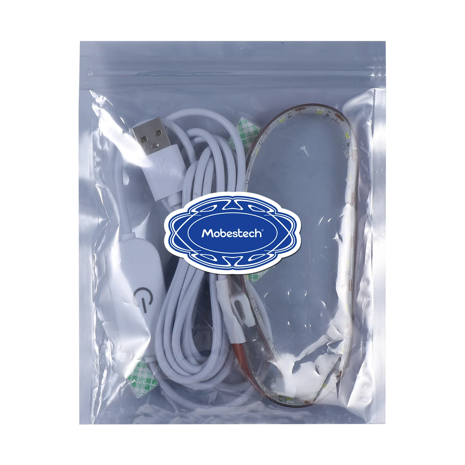 Самоклеящаяся световая лента Mobestech 2 метра 5 В USB 6500 К холодный белый свет