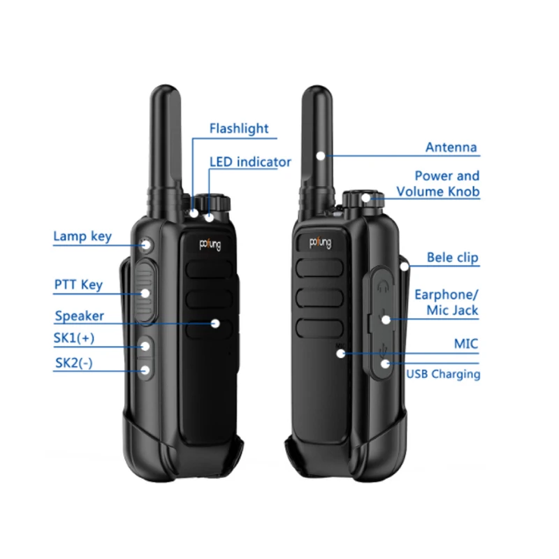 2PCS Kids Walkie Talkie Mini Children Radio Baofeng BF-T15 462-467Mhz Flashlight USB Charging Radio 22 channel