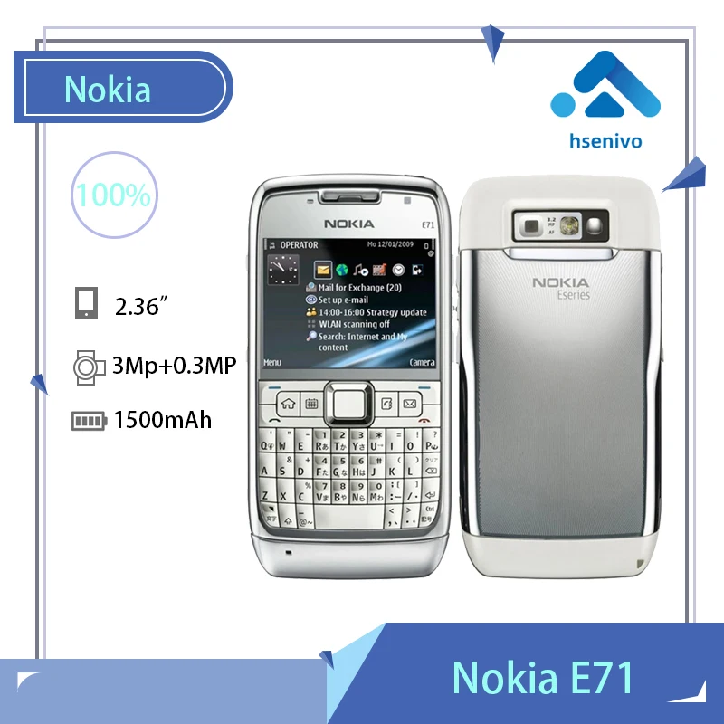 

Nokia E71 refurbished-Original E71 Mobile Phone 3G Wifi GPS 5MP cellphone Unlocked E Series english/arabic/russian Keyboard