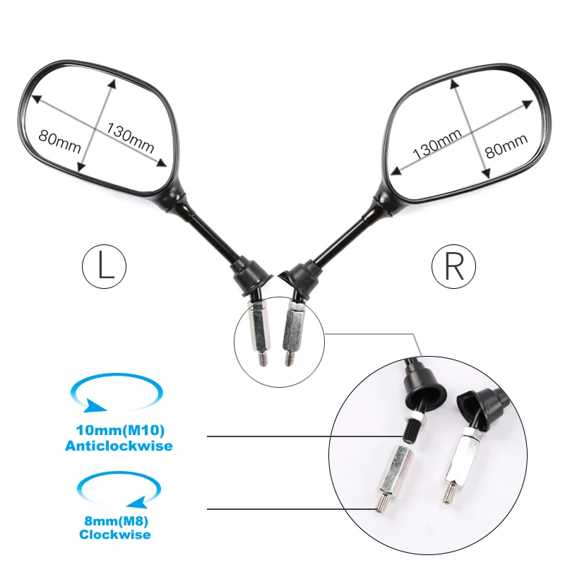 Зеркала заднего вида для электрических мотоциклов SUZUKI Haojue VF100E 8 мм 10