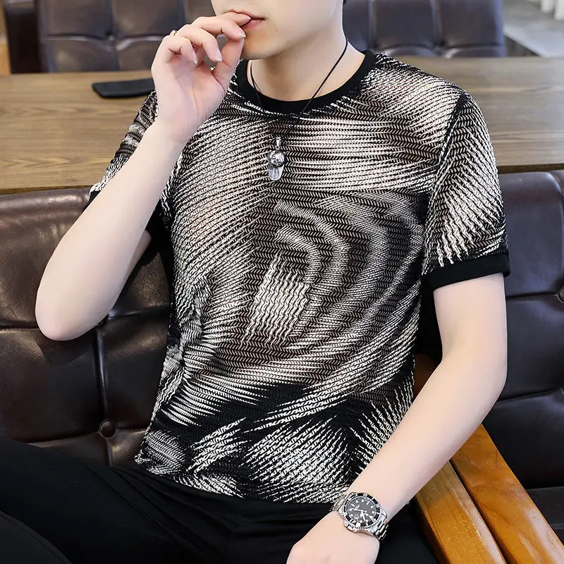 

2022 summer new mesh printed T-shirt men
