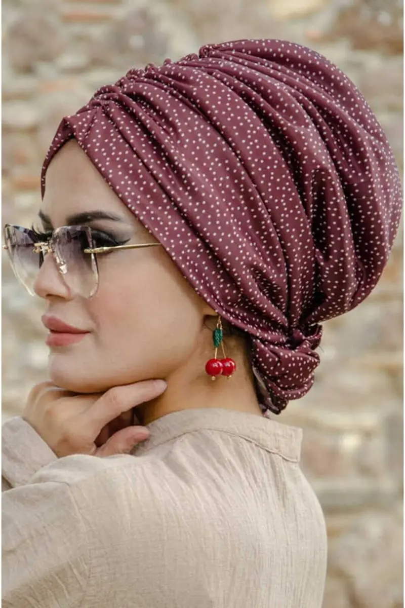 

Бордовый готовый хиджаб в горошек, мусульманский хиджаб, модный качественный турецкий хиджаб