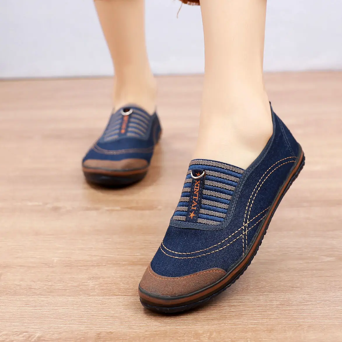 

Spring Autumn Womens Flat Shoes Breathable Linen Fisherman Shoes Slip-on Canvas Driving Shoes Mom's Espadrilles Denim Work Shoes