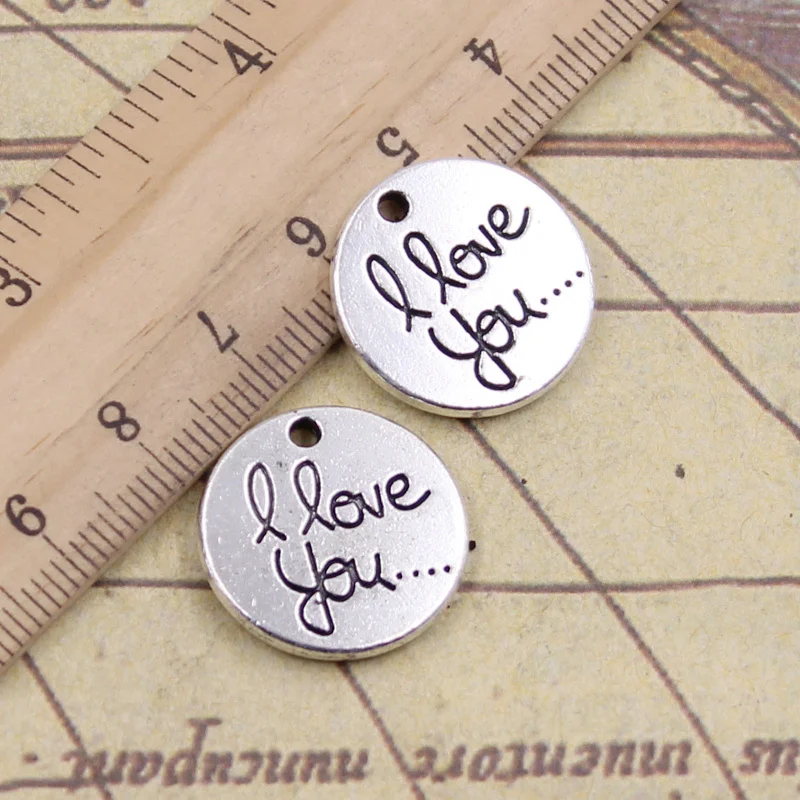 

10pcs Charms Circle Plates I Love You 20x20mm Tibetan Silver Color Pendants Antique Jewelry Making DIY Handmade Craft