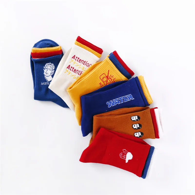 Sports Couple Socks Fashion Woman Socks Korea Harajuku Style Kawaii Funny Cartoon Spring Autumn Female Street Socks Lovely Girl