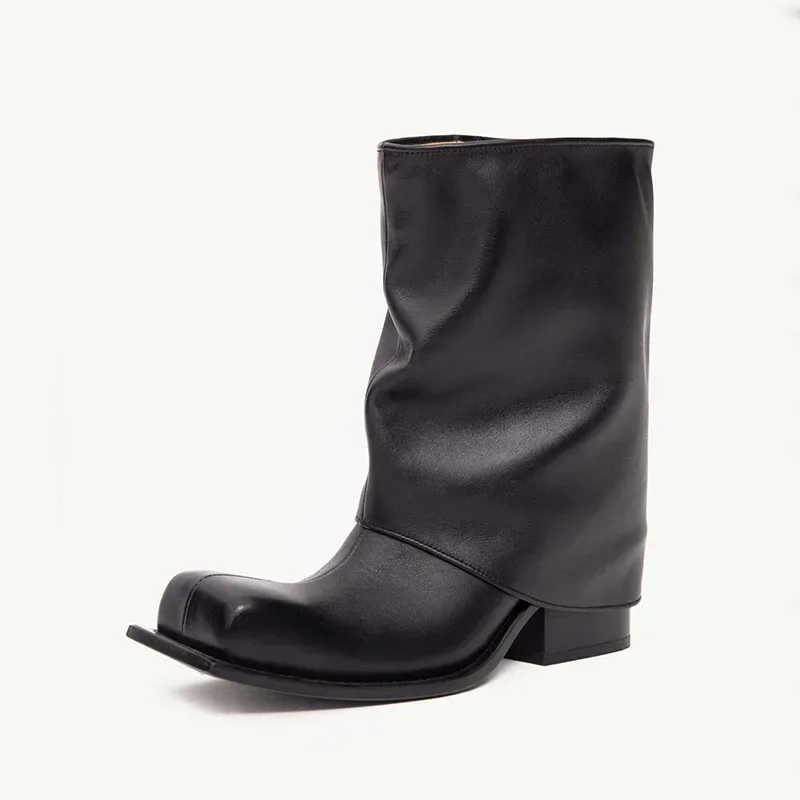 Arden Furtado/2024 зимние ботильоны на квадратном каблуке с большим квадратным носком и