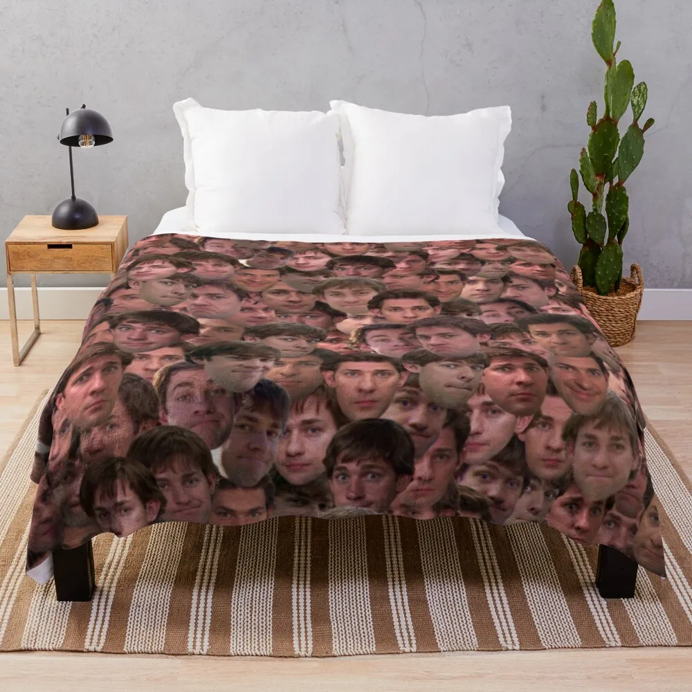 

The Many Faces of Jim Halpert - Mashup Throw Blanket Throw Rug