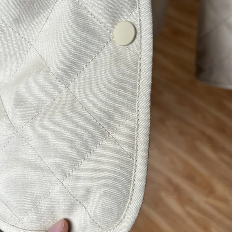 Coat Cotton Canvas Autumn And Winte New Short Front And Back Long Rhombus Check Short Round Neck Button Cotton Jacke Ins Fashion