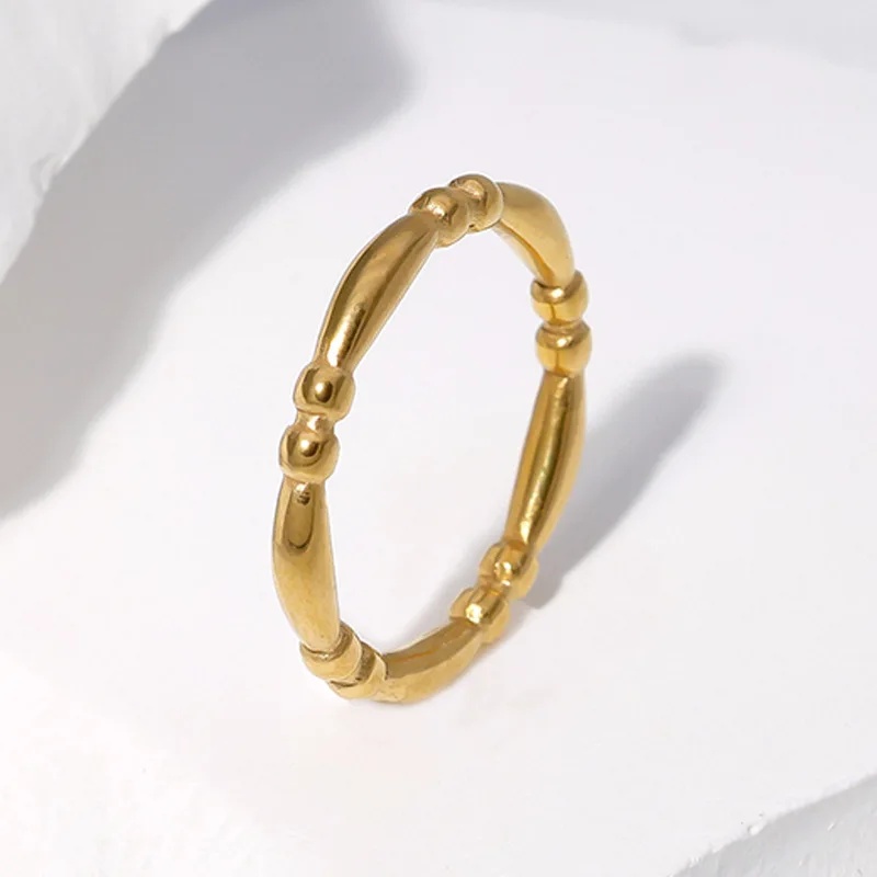 

Fashion Stainless Steel Fine Vegan Circle Irregular Bead Ring For Women Gold Color Silver Color Female Couple jewelry BFF Gift