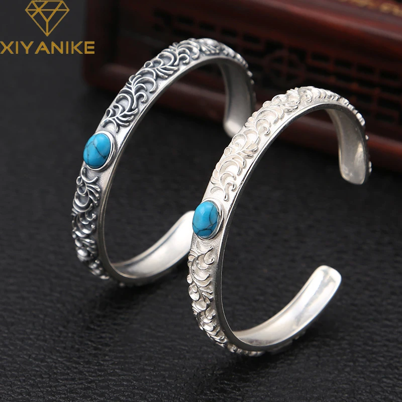 

DAYIN Trendy Vintage Thai Silver Vine Cuff Bracelet For Women Men Ethnic Fashion New Jewelry Party Lovers Gift Pulseras Mujer