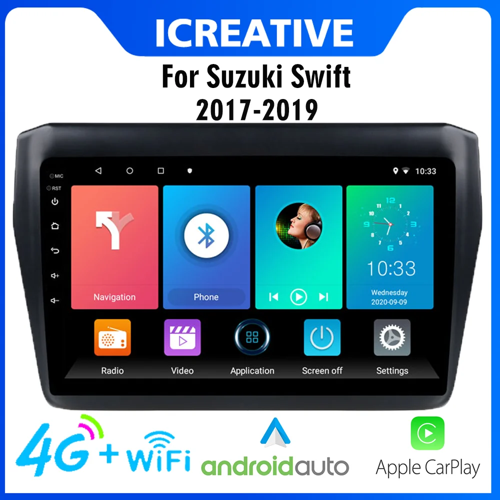 2 Din 4G Carplay Android Car Multimedia Player 9 inch For Suzuki Swift 2017 2018 2019 Car Radio GPS Navigation BT WIFI