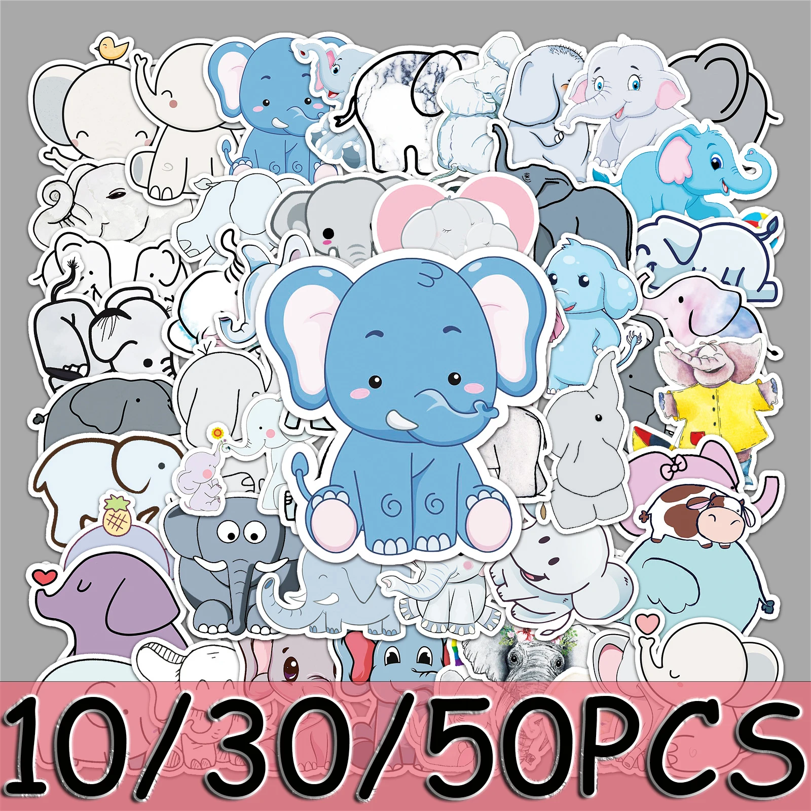 

10/30/50Pcs Cartoon Elephant Sticker Kawaii Stickers Waterproof Skateboard Motorcycle Guitar Luggage Laptop Bicycle Sticker Kids