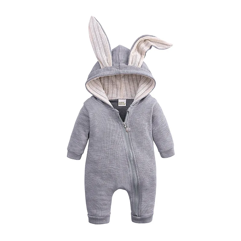 Baby Jumpsuit Bunny Ears Hooded Romper Newborn Zipper Romper