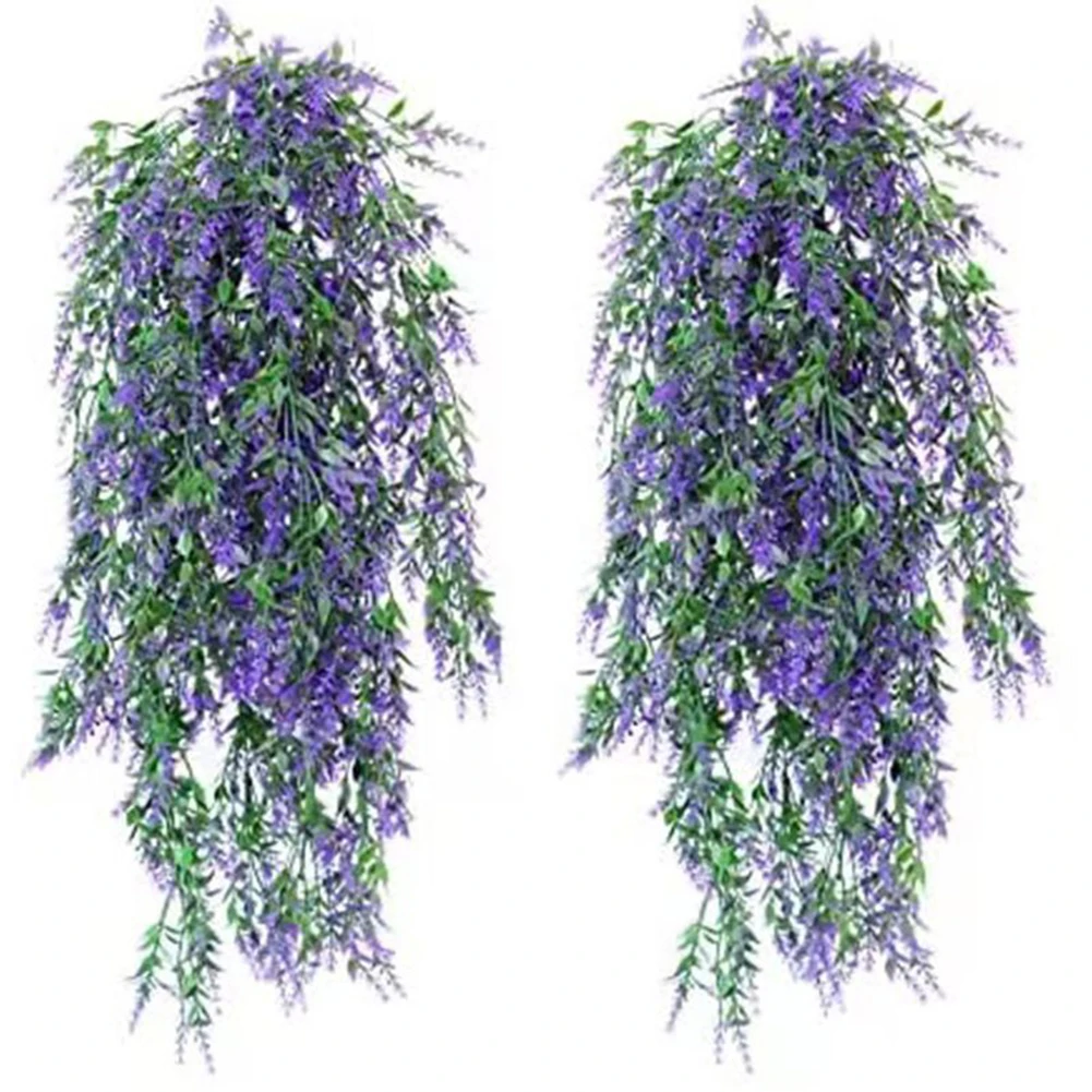 

2PCS Artificial Flower Wall Hanging Plants Garden Simulation Garland Fake Greenery Rattan Plant Home Garden Wall Decoration