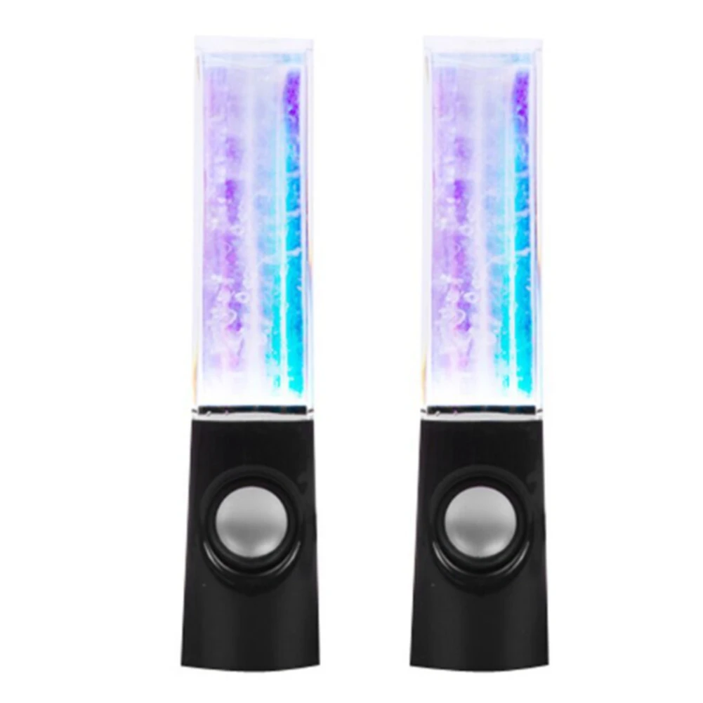 

2PCS LED Light Speakers Dancing Water Music Fountain Light for PC Laptop for Phone Portable Desk Stereo Speaker Black