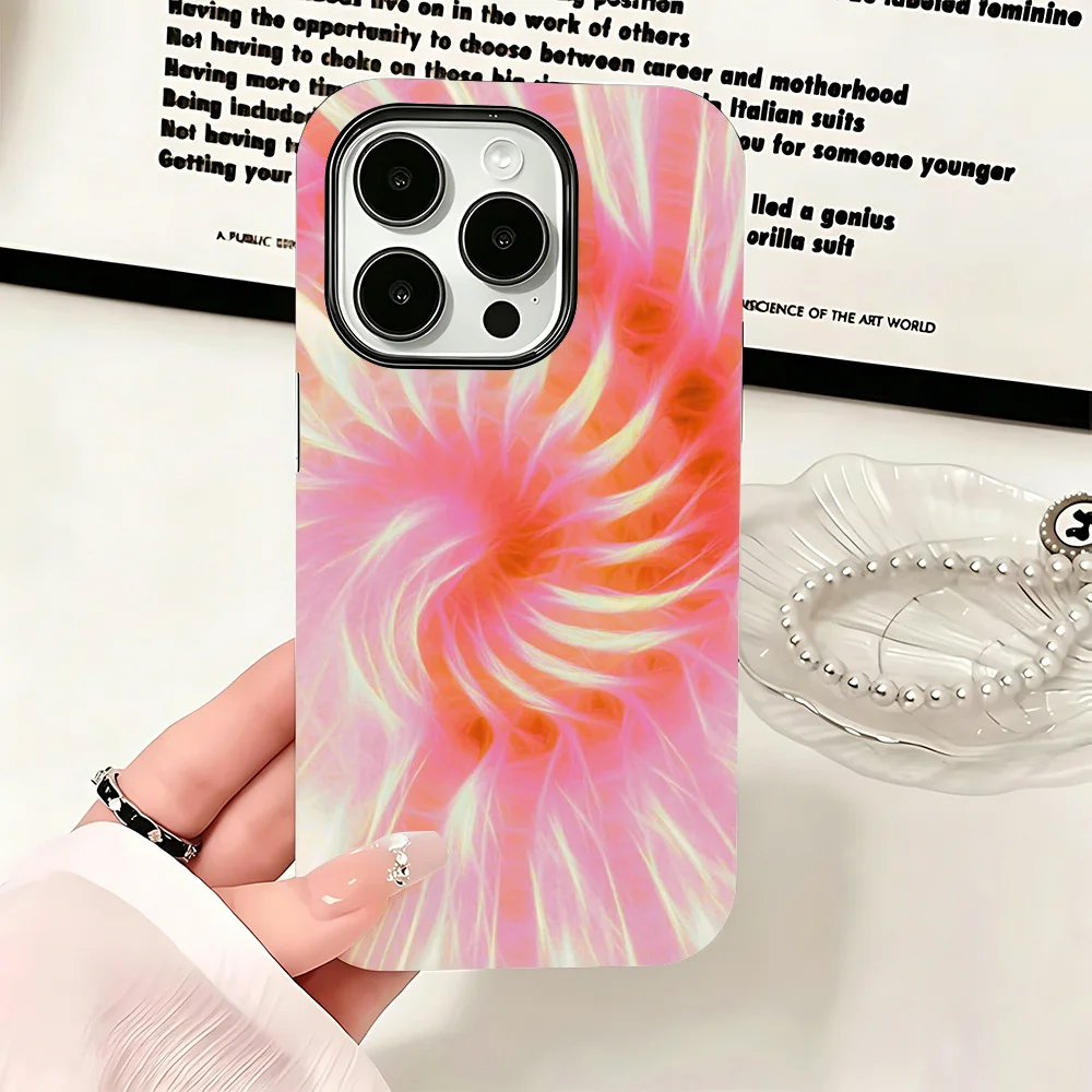 Фото Розовый чехол для телефона с фрактальным рисунком для iPhone 17, 17e, 16e, 16, 15, 14, 13, 12, 11, X, XS, XR, XSMAX, 7, 8, Air, Pro, Max, Plus, двухслойная задняя крышка №4