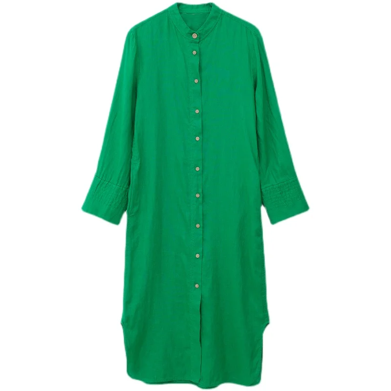 

SuperAen Women's New 2022 Fashion Casual Design Long Sleeve Dress O Neck Buttons Up Women Shirt Dress