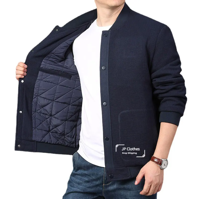 

Куртка мужская флисовая однобортная, Повседневный Кардиган с вафельным узором, пальто, однотонный топ, 4XL 5XL, Осень-зима