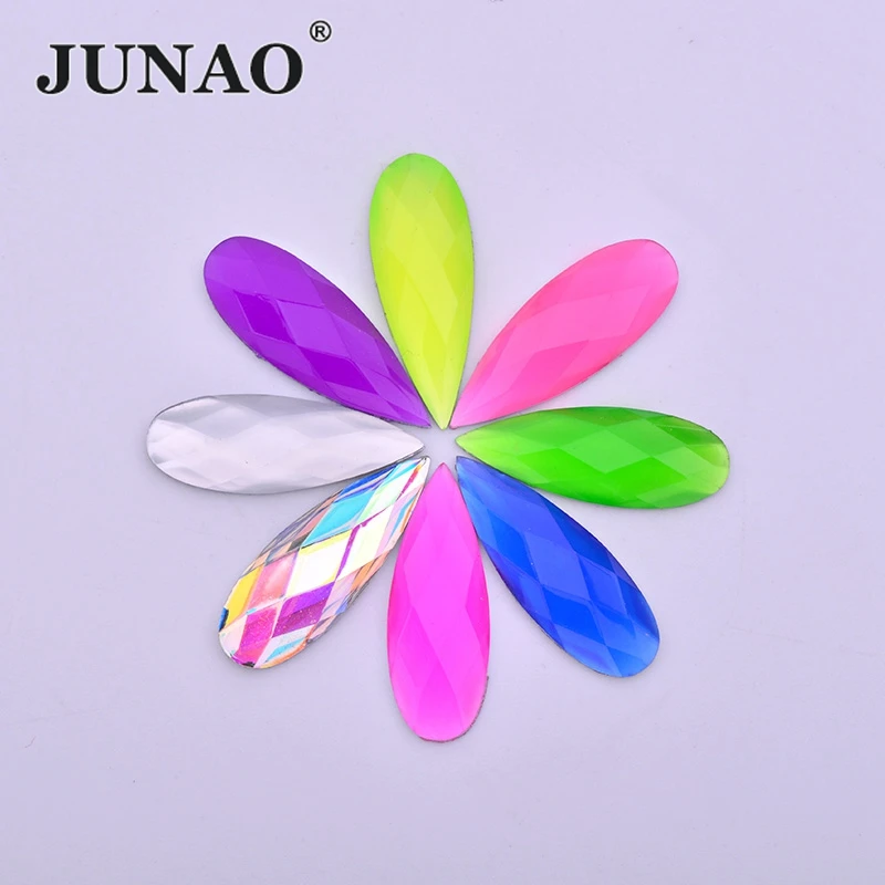 JUNAO 100 шт. 8*22 мм неоновая желтая ортопедическая аппликация с плоской задней