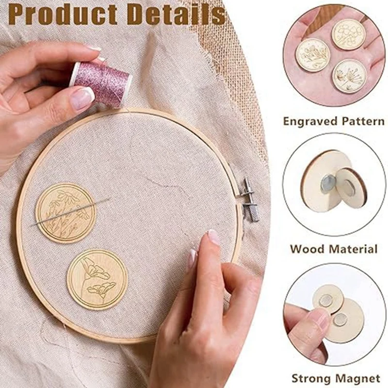 6 шт. держатели игл с цветочным узором для вышивания и штифтов