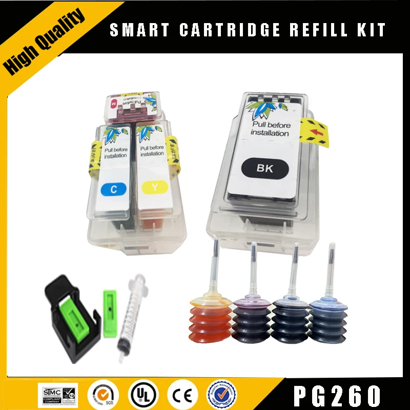 

Einkshop PG 260 CL261 Smart Ink Cartridges Refill Kit For Canon PIXMA MG2120 TS5120 MG2220 MG3120 MG3122 MG3220 MG3222 MG3520