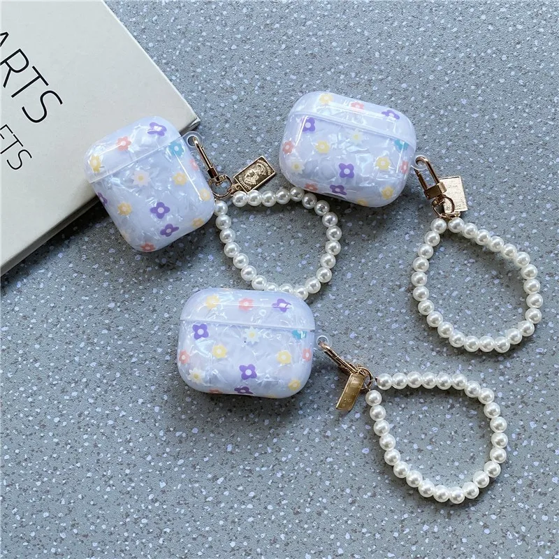 

Fashion Cute Shell Pattern Small Flower For Airpods Pro 3 1 2 Soft Protective Cover With Lanyard Headphone Carrying Box Fundas